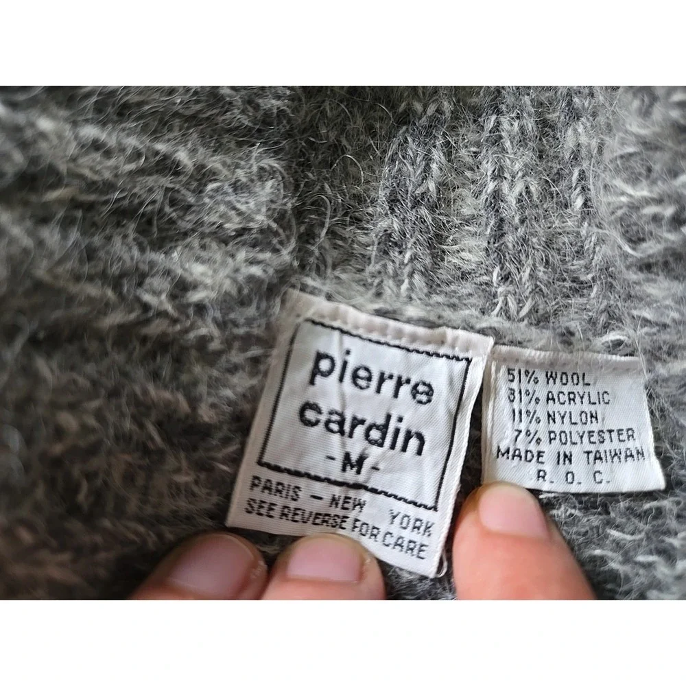 Vintage Pierre Cardin Gray Knit Wool‎ Blend Sweater Size M Unisex